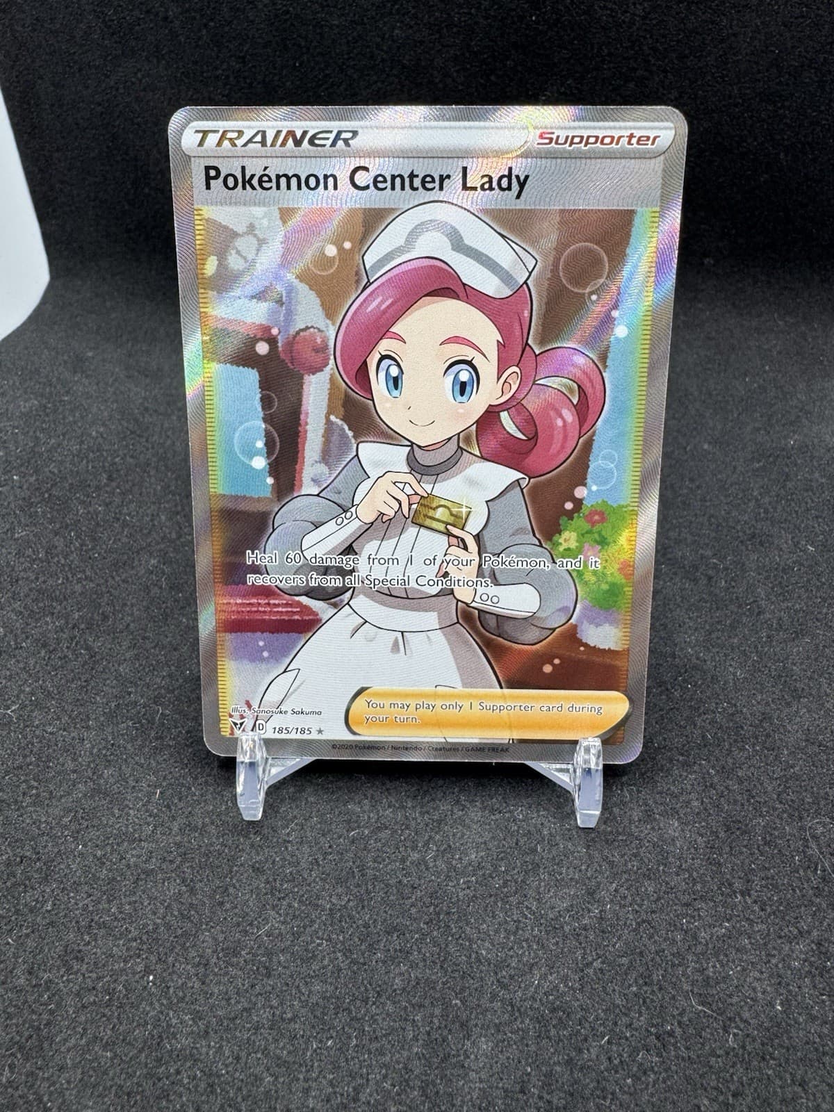Pokemon Center Lady 185/185 SWSH04: Vivid Voltage Ultra Rare Full Art Holo- NM