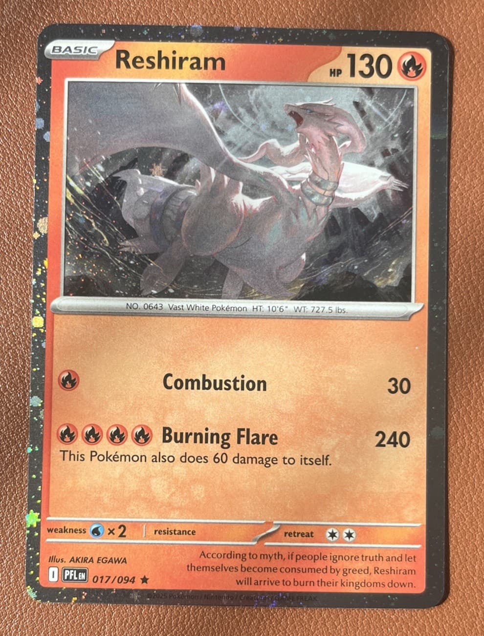 Reshiram - 017/094 (Cosmos Holo) Blister Exclusives Pokemon Phantasmal Flames NM