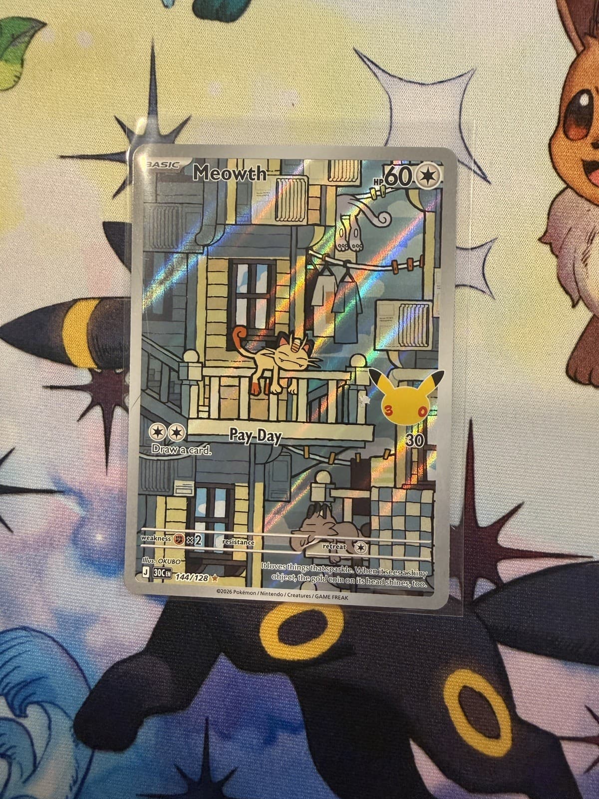 Meowth 144/128 Me: 30th Celebration Holo Pokemon