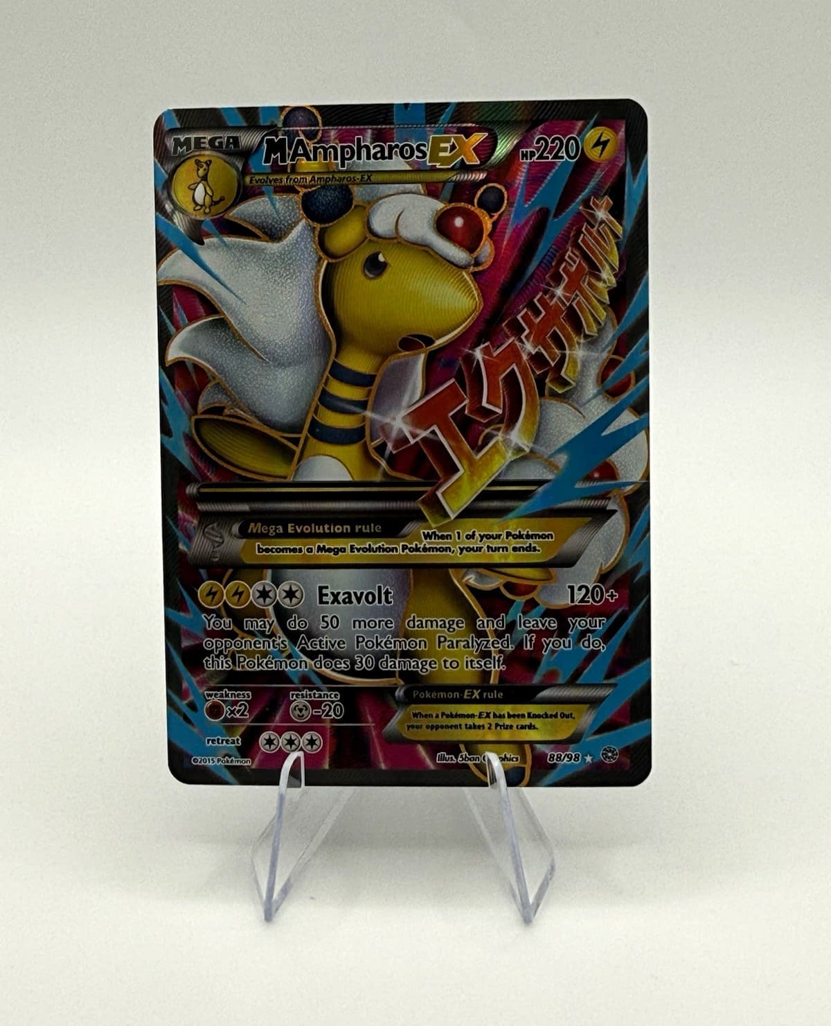 Pokemon TCG M Ampharos EX Mega Full Art Holo 88/98 Ancient Origins UR 220 HP