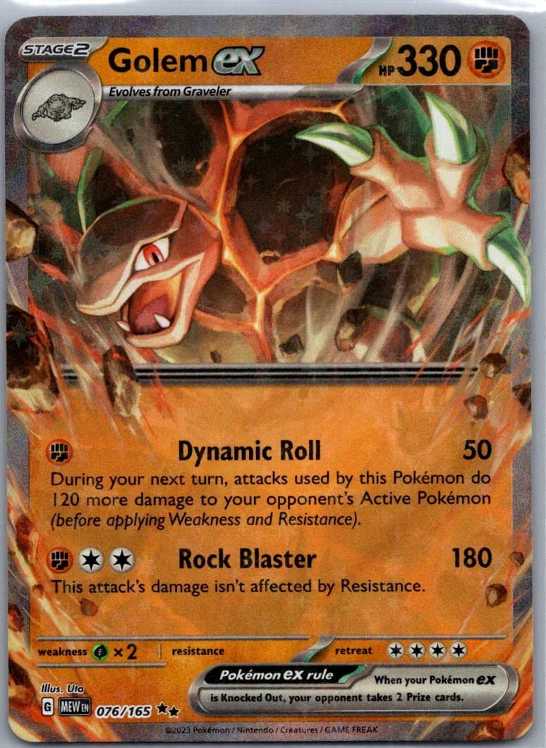 2023 Scarlet & Violet 151 Golem EX Holo Double Rare RR #76/165