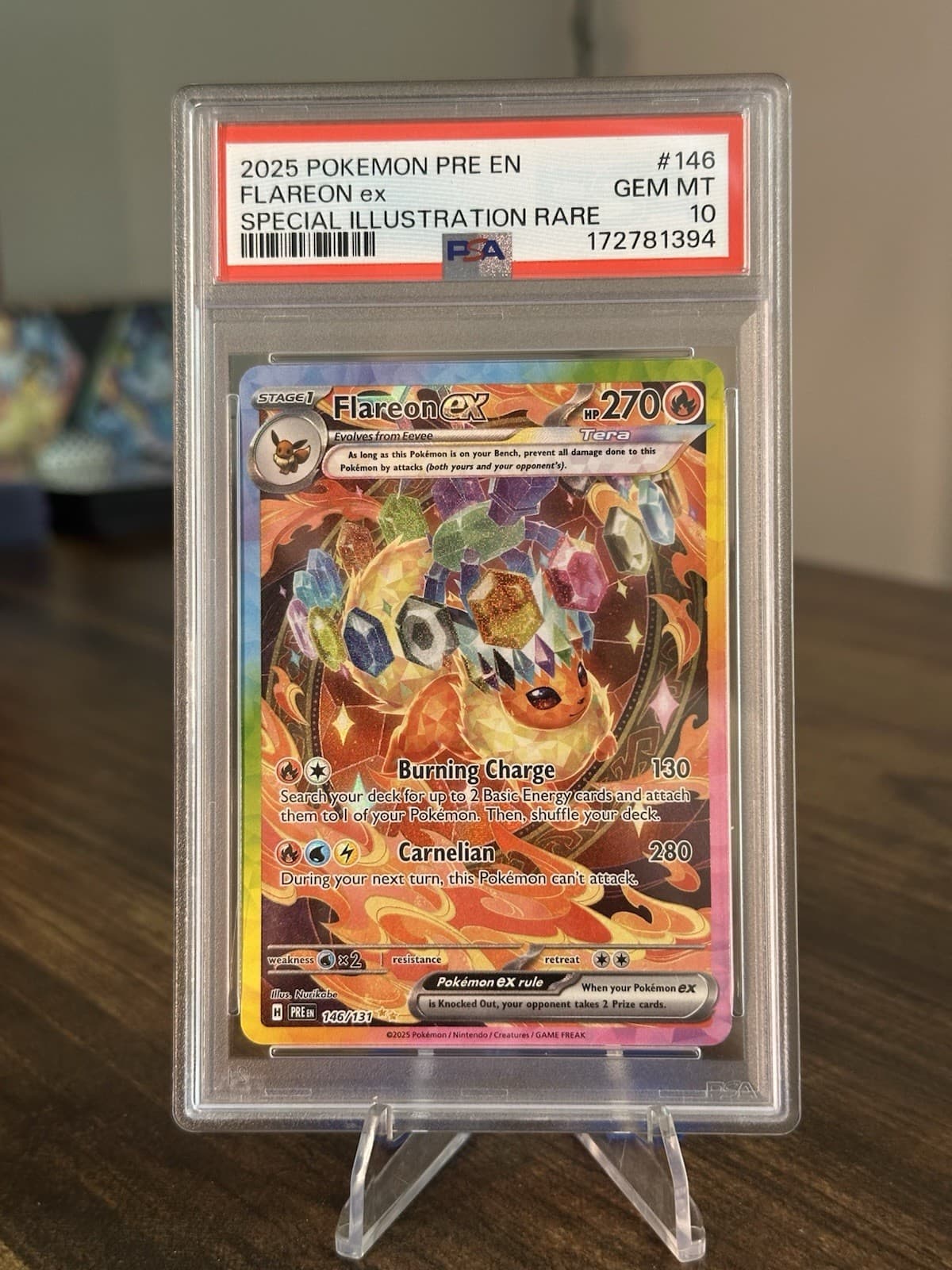 2025 POKEMON PRE EN-PRISMATIC EVOLUTIONS #146/131 FLAREON EX SIR PSA 10