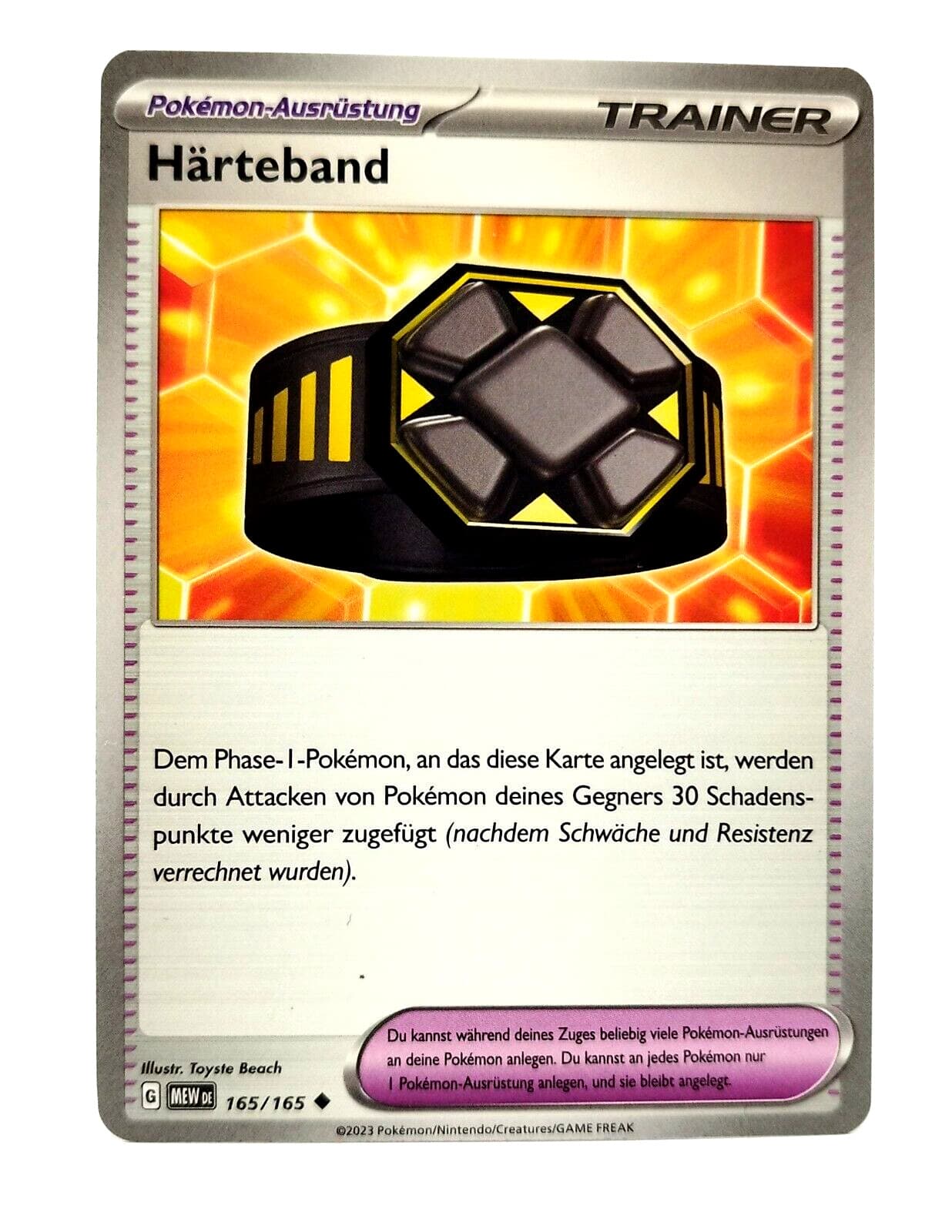 Pokemon Karte: Härteband 165/165 Pokemon 151 MEW Deutsch NM