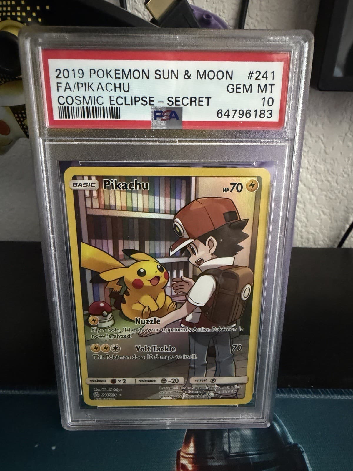 2019 Pokemon Sun & Moon Cosmic Eclipse Secret #241 FA Pikachu PSA 10