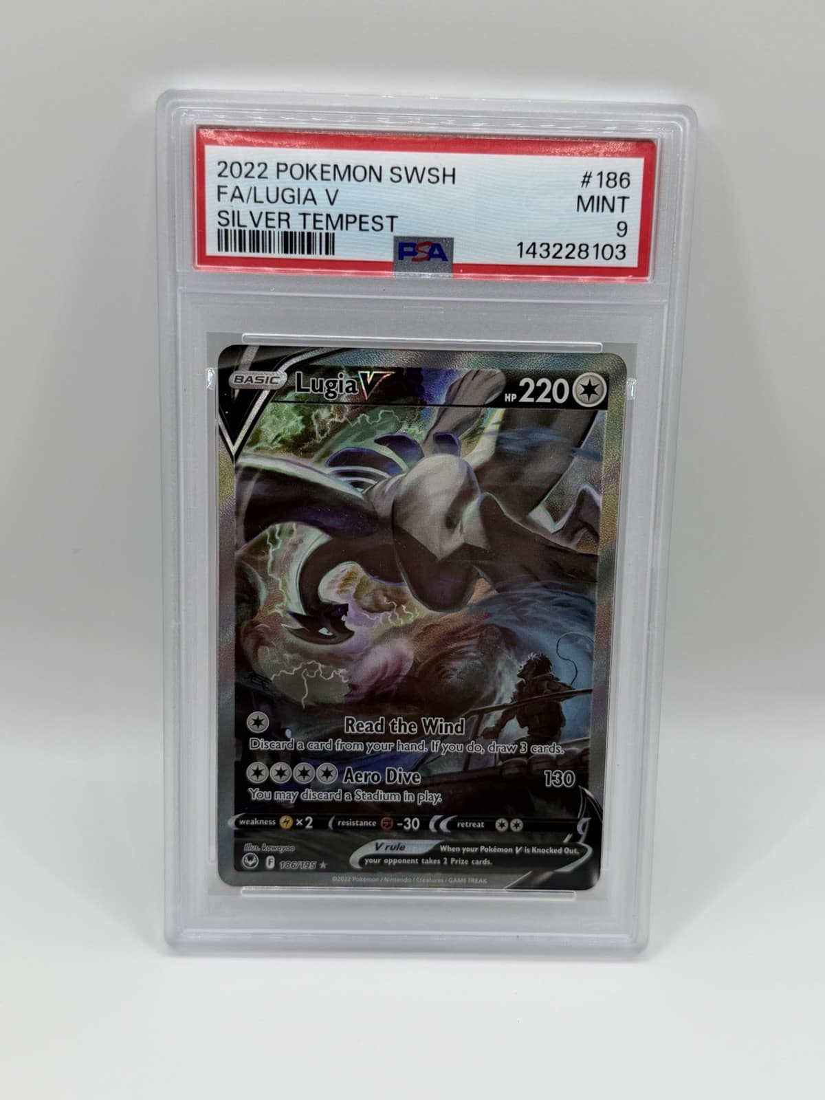 Pokémon TCG Silver Tempest Lugia V 186/195 Full Art Holo Ultra Rare PSA 9