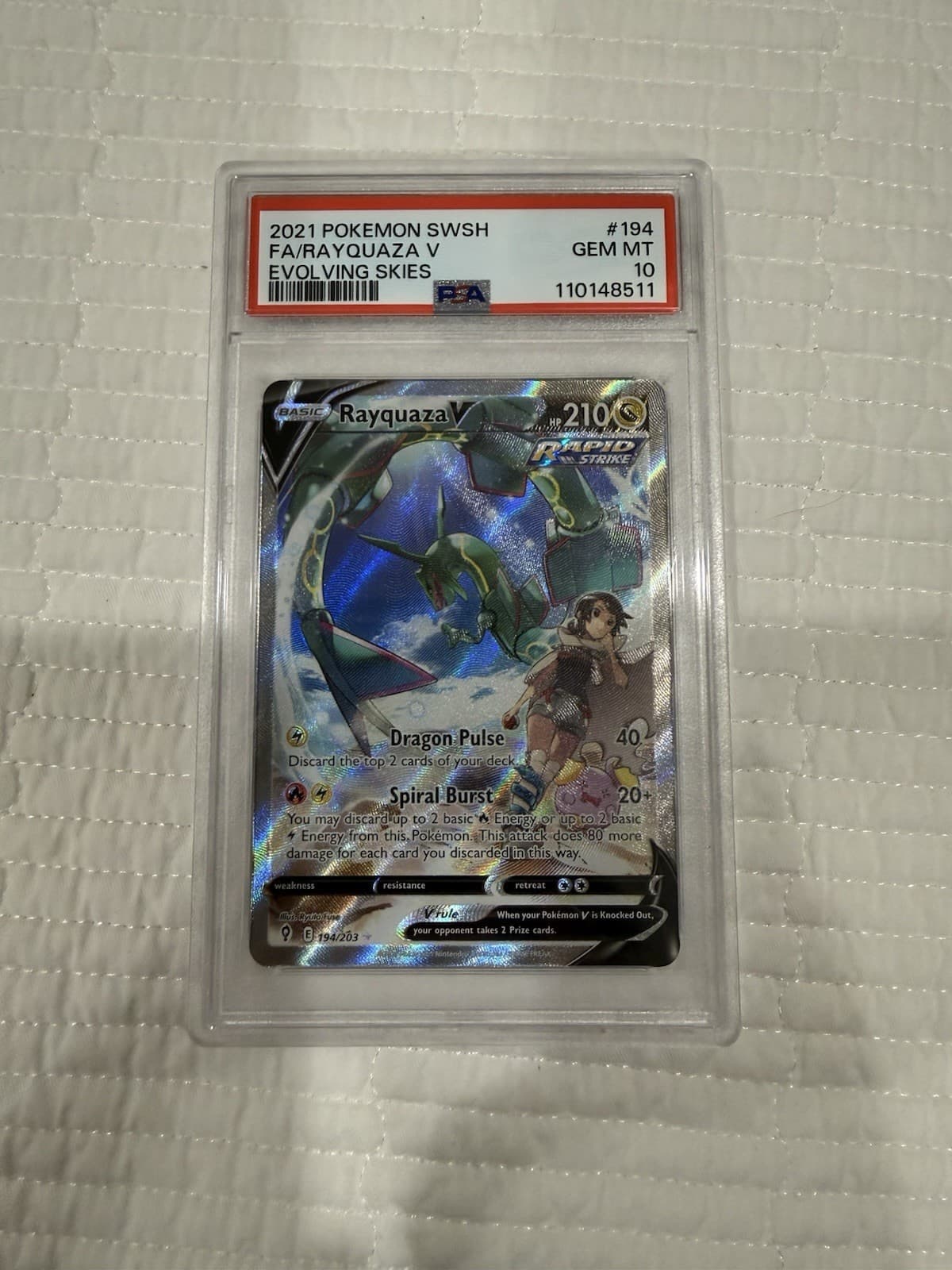 Rayquaza V 194/203 Alternate Full Art PSA 10 Pokémon Evolving Skies