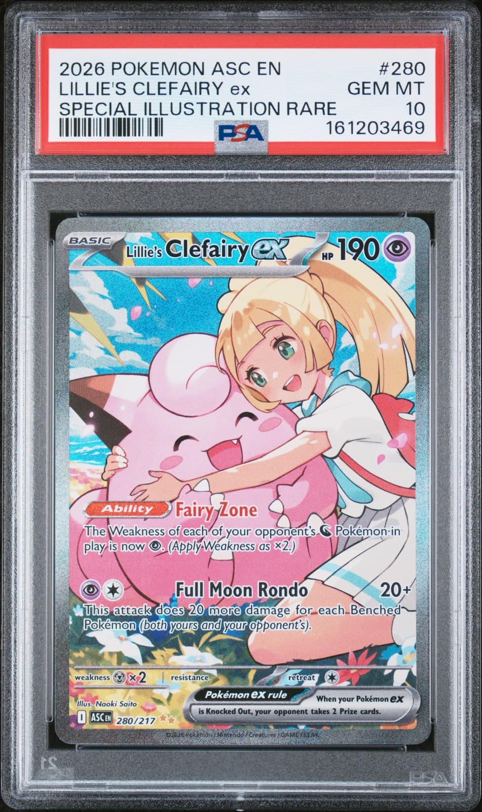 2026 POKEMON ASC EN-ASCENDED HEROES #280 LILLIE'S CLEFAIRY EX PSA 10
