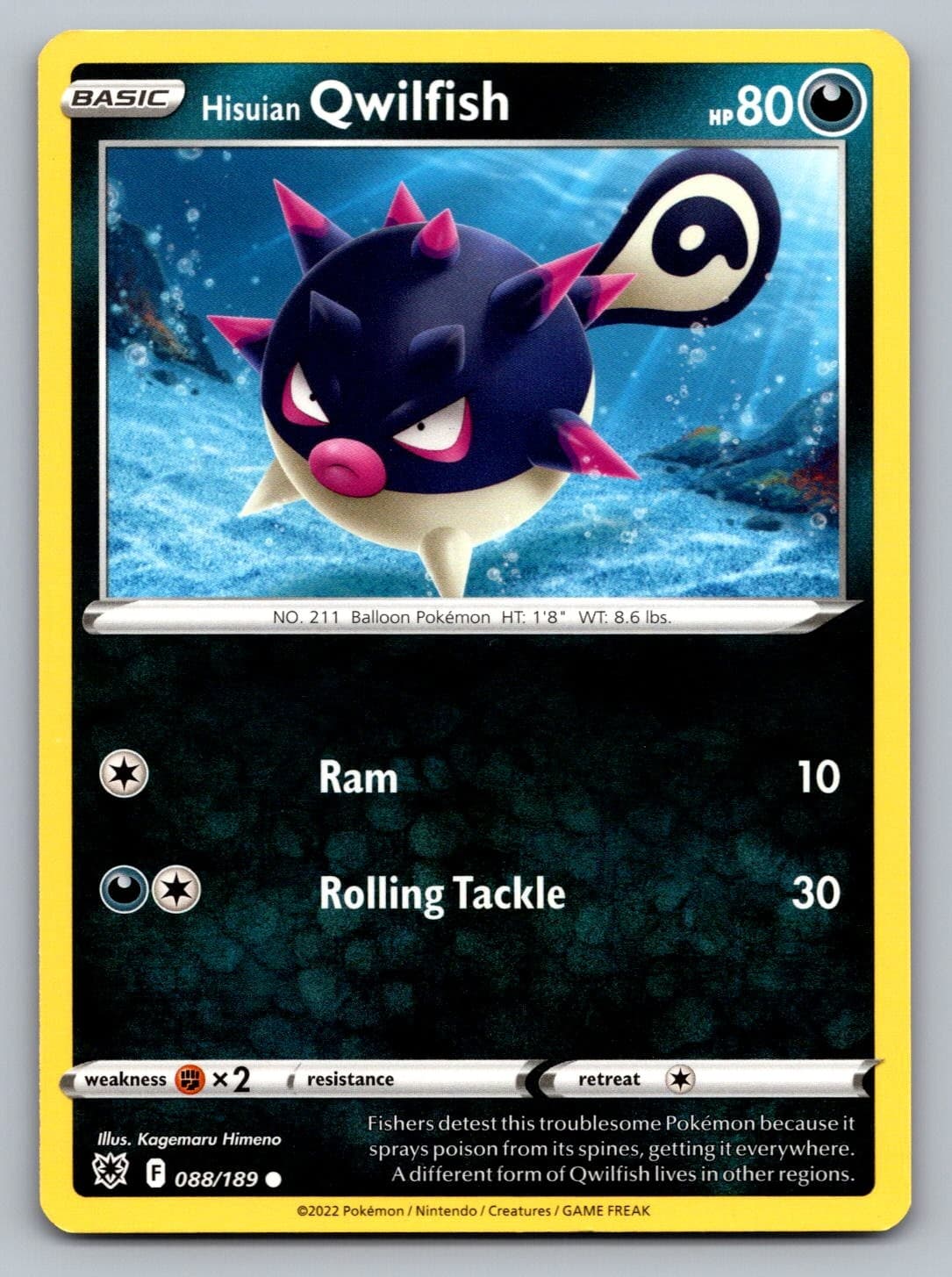 Pokemon TCG SWSH10: Astral Radiance Hisuian Qwilfish (88) 088/189