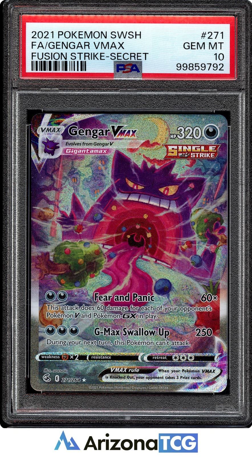 Pokemon 2021 Gengar VMAX 271/264 Full Art SR Fusion Strike GEM MINT PSA 10