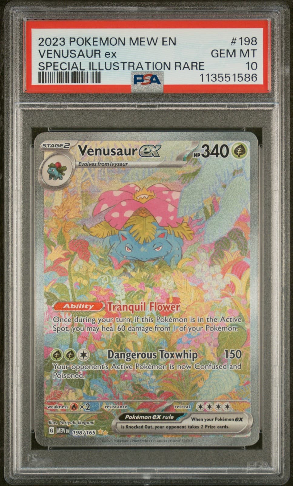 2023 POKEMON MEW EN-151 SPECIAL ILLUSTRATION RARE #198 VENUSAUR EX PSA 10
