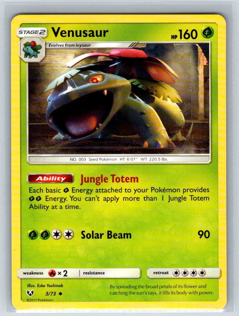 Venusaur 3/73 Uncommon Shining Legends Pokemon Near Mint