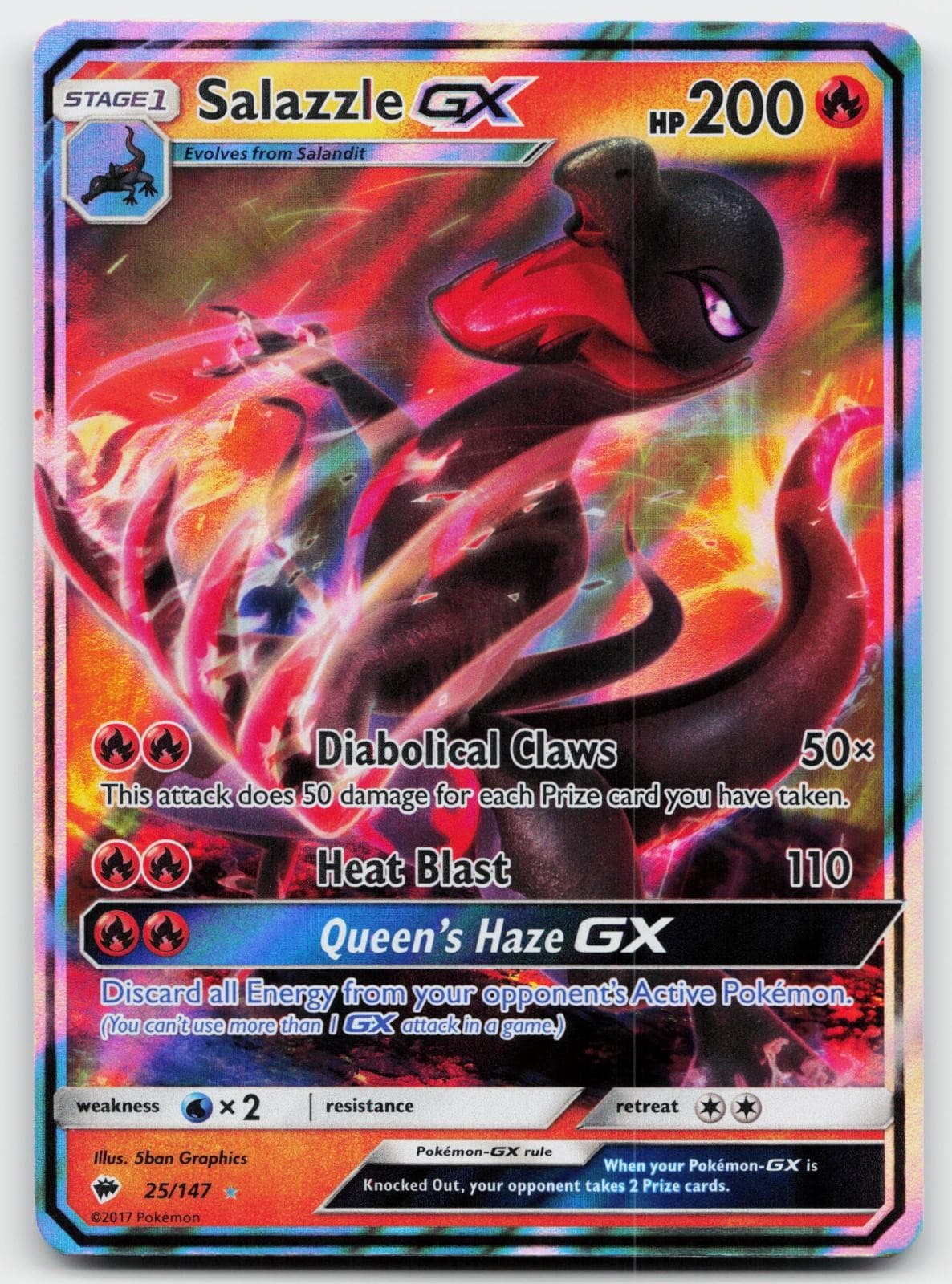 Salazzle GX 25/147 Holo Ultra Rare Burning Shadows Pokemon Near Mint