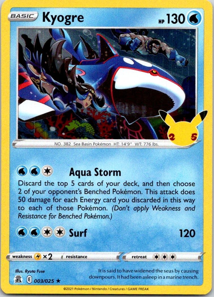 Kyogre 003/025 Rare Celebrations Pokemon Holo Near Mint