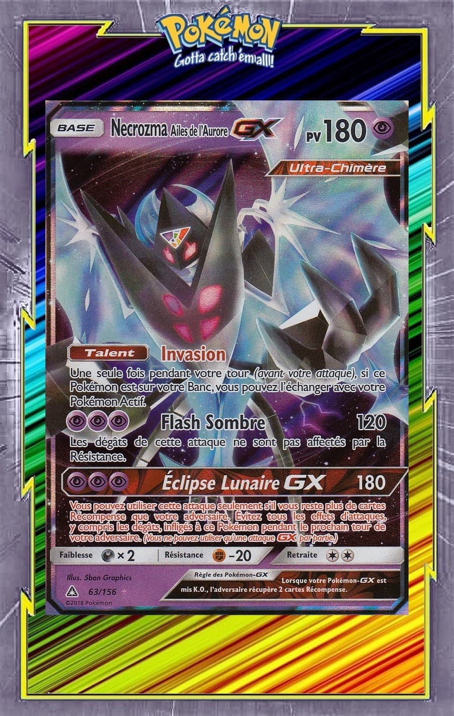 Necrozma Ailes De L'Aurore GX - SL05:Ultra Prisme -63/156-Carte Pokemon Neuve FR