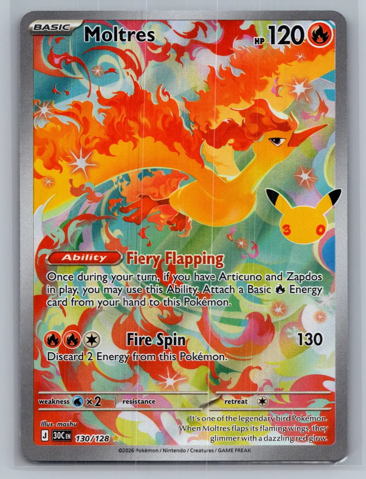 Moltres #130/128 2026 30th Celebration Pokemon TCG