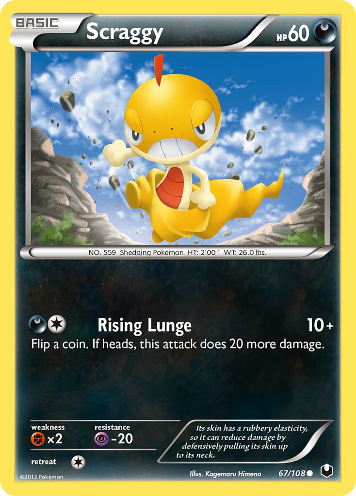 Scraggy 67/108 Common Dark Explorers Pokemon Moderately Played