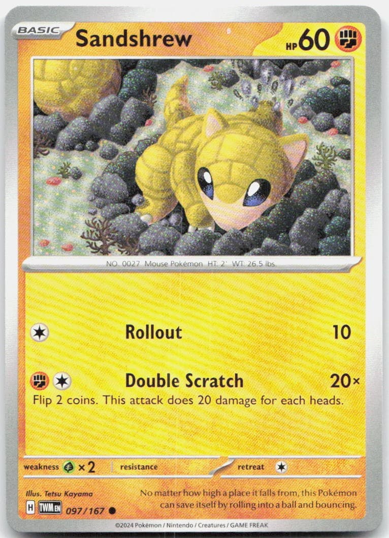 Sandshrew 097/167 SV06 Twilight Masquerade C NM Pokémon — English