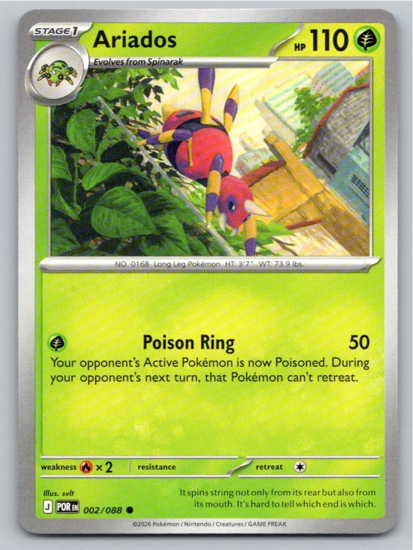 2026 POKEMON ARIADOS PERFECT ORDER 002/088 COMMON NM A19002 FREE S&H
