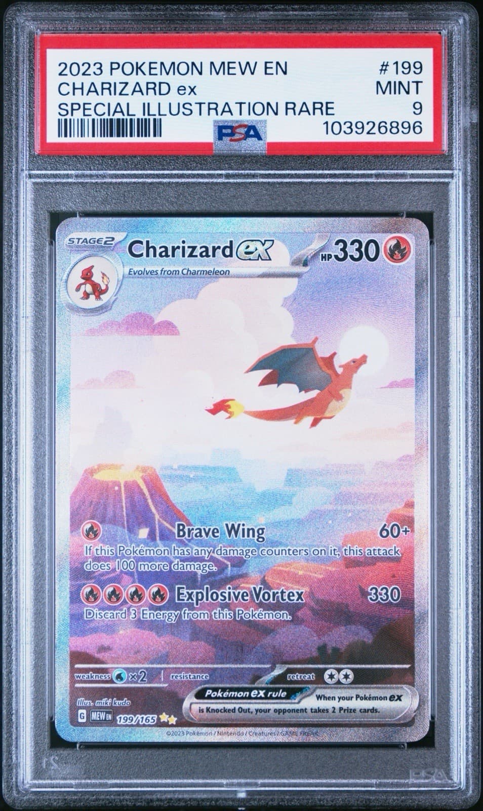 CHARIZARD EX PSA 9 2023 POKEMON MEW EN #199/165 SPECIAL ILLUSTRATION RARE SIR 99