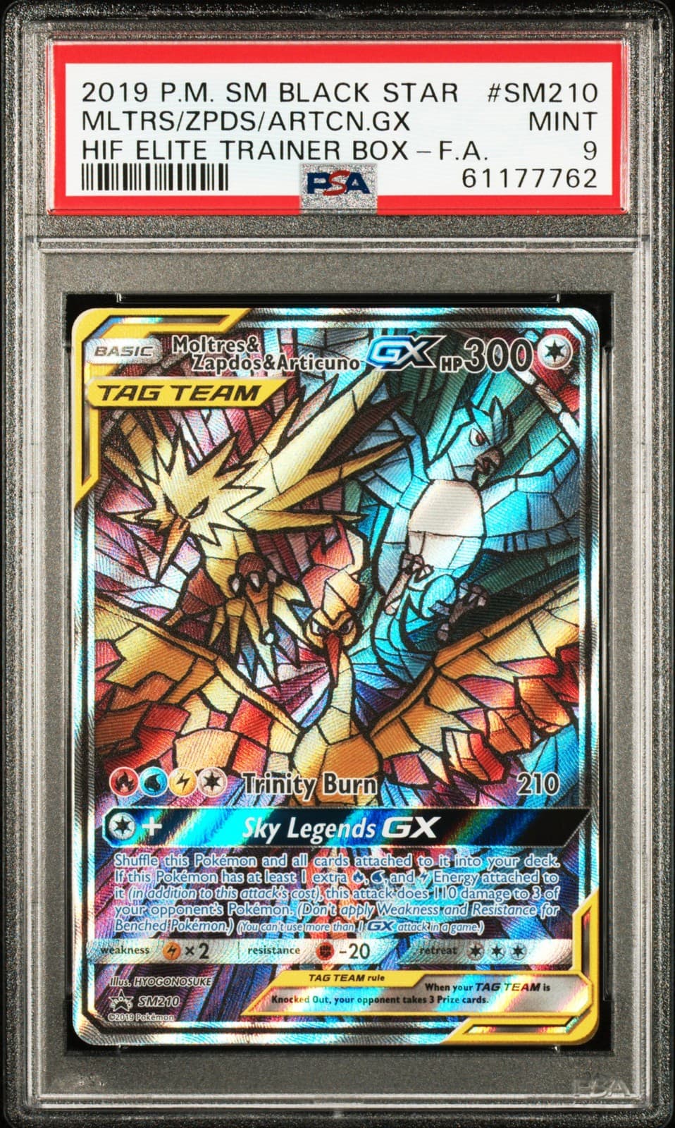 Moltres & Zapdos & Articuno Gx SM210/68 Hidden Fates Pokemon PSA 9
