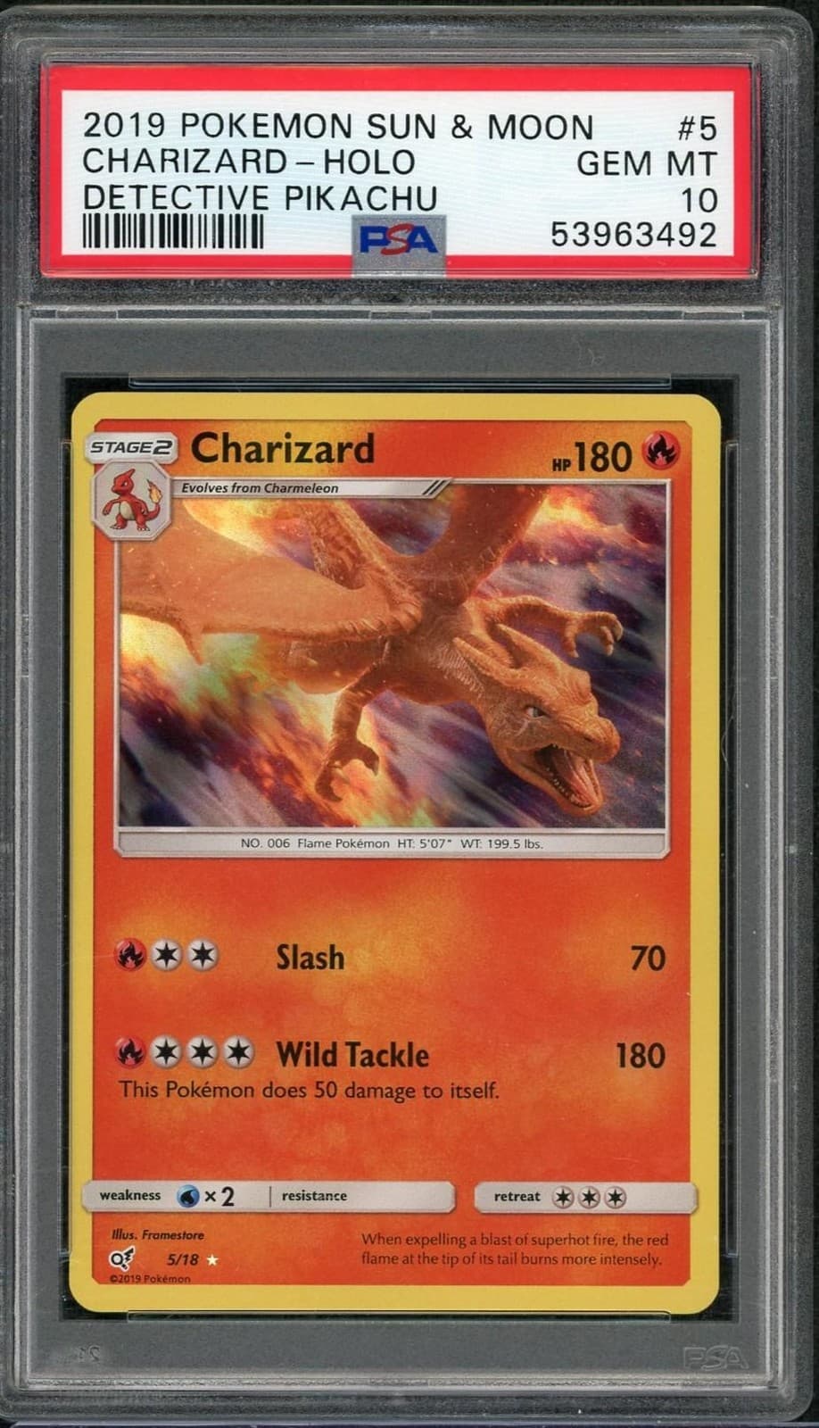 2019 Pokemon Detective Pikachu Charizard Holo #5 PSA 10