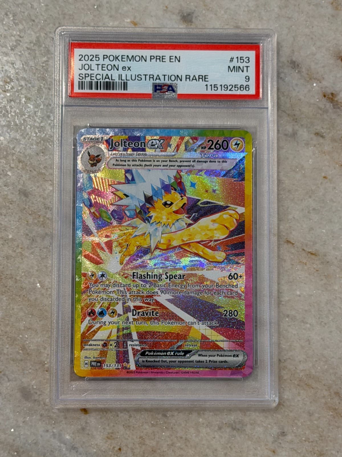 Pokemon TCG 2025 Jolteon ex 153/131 Prismatic Evolutions SIR Holo PSA 9