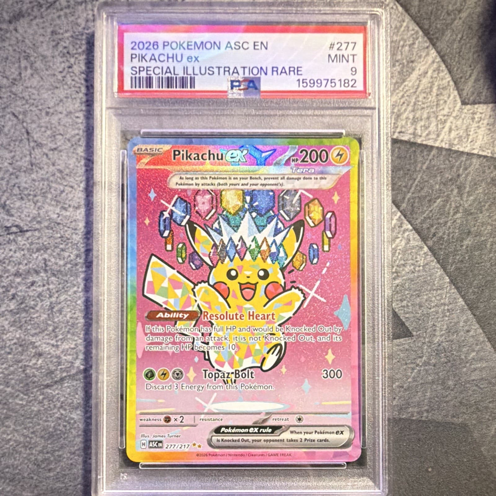 Pokemon TCG Pikachu ex 277/217 Special Illustration Rare Holo Eng PSA 9