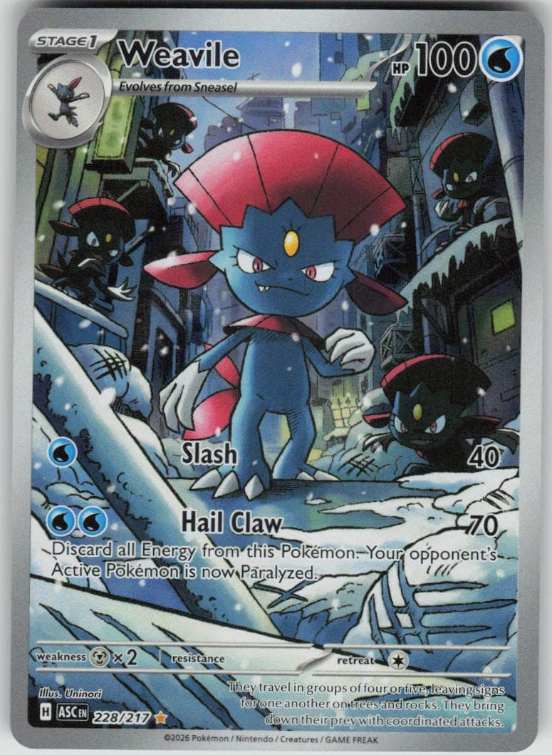 Pokemon Weavile 228/217 ME: Ascended Heroes Holofoil Illustration Rare NM