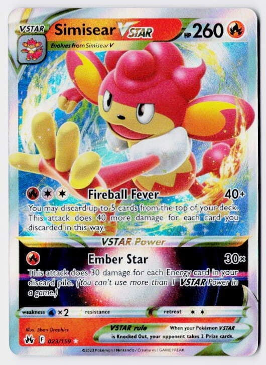 Simisear VSTAR 023/159 Holo VSTAR Rare Crown Zenith Pokemon NM