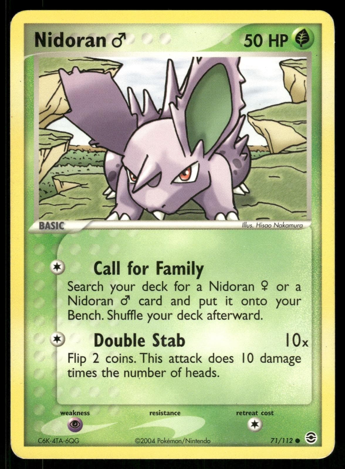 Nidoran M 71/112 Common FireRed & LeafGreen Pokemon Lightly Played