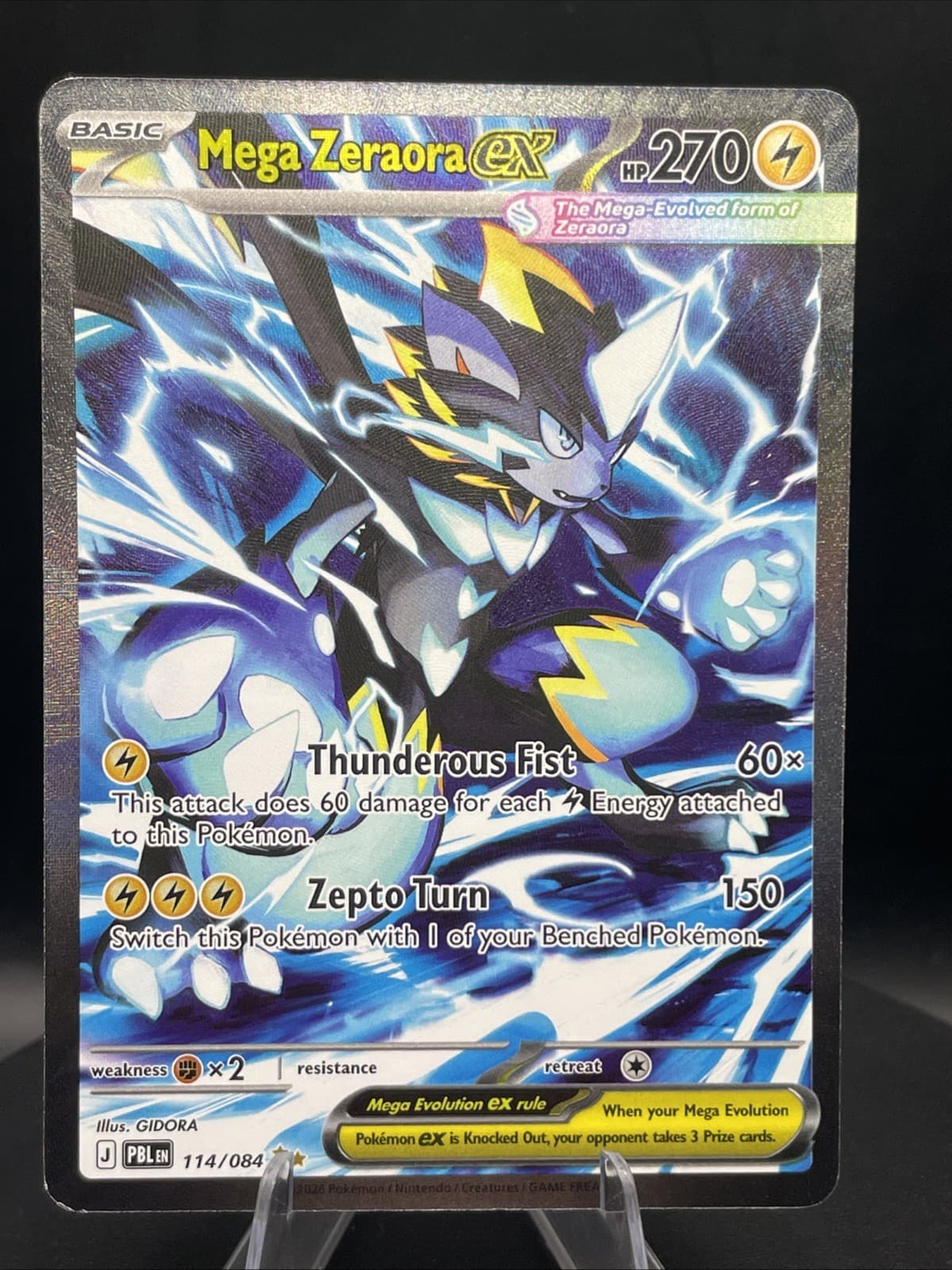 Pokémon TCG Mega Evolution Pitch Black Mega Zeraora EX SIR 114/084 Near Mint