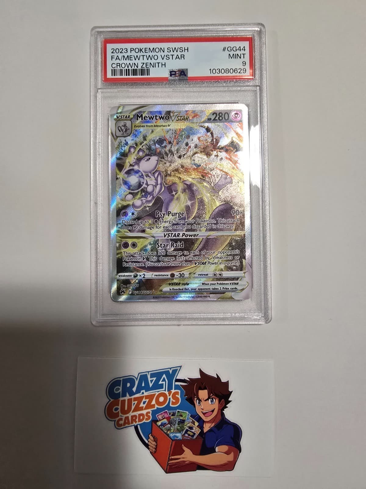 Mewtwo VSTAR GG44/GG70 SWSH: Crown Zenith: Galarian Gallery Holo PSA 9