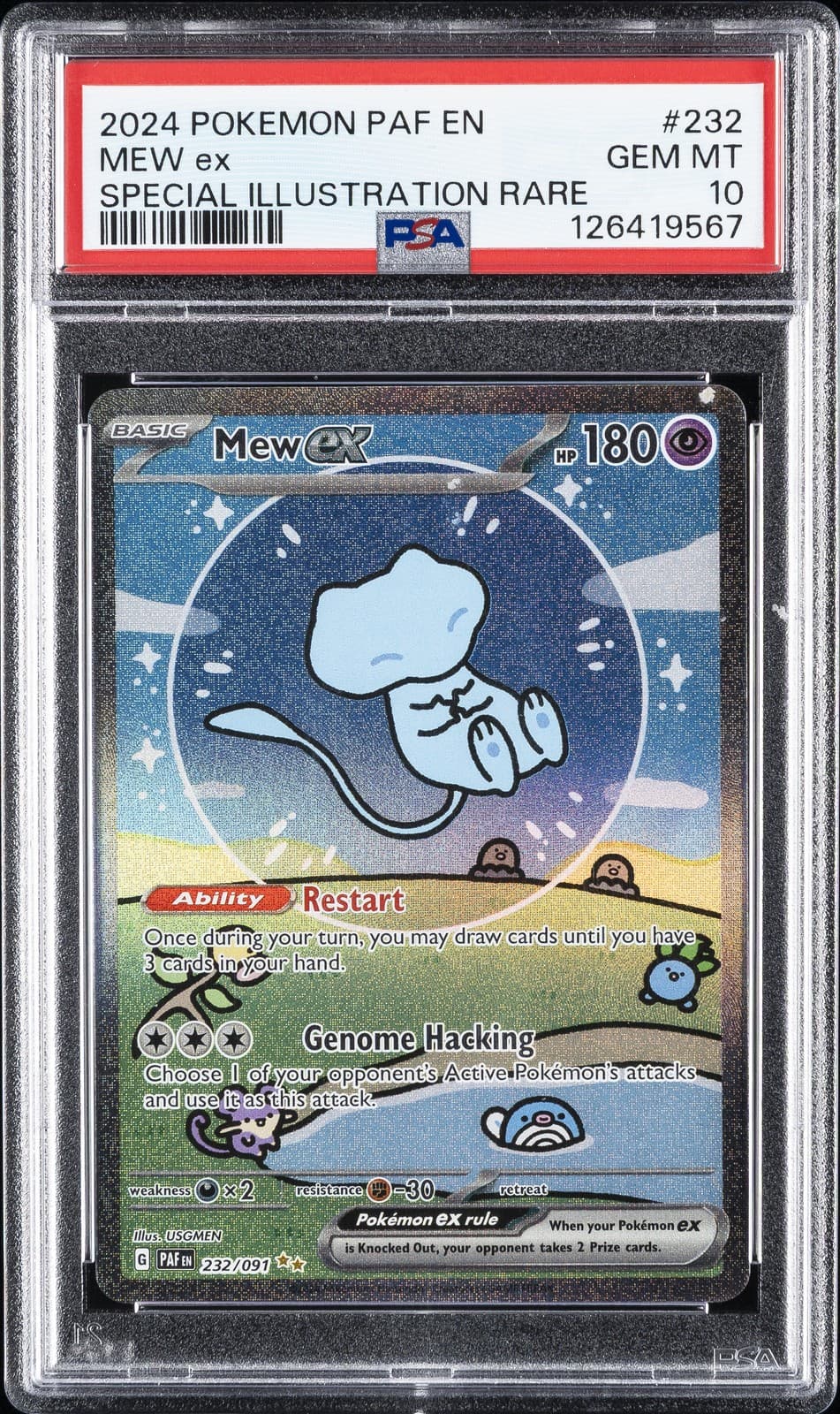 2024 POKEMON PAF EN-PALDEAN FATES SPECIAL ILLUSTRATION RARE #232 MEW EX PSA 10