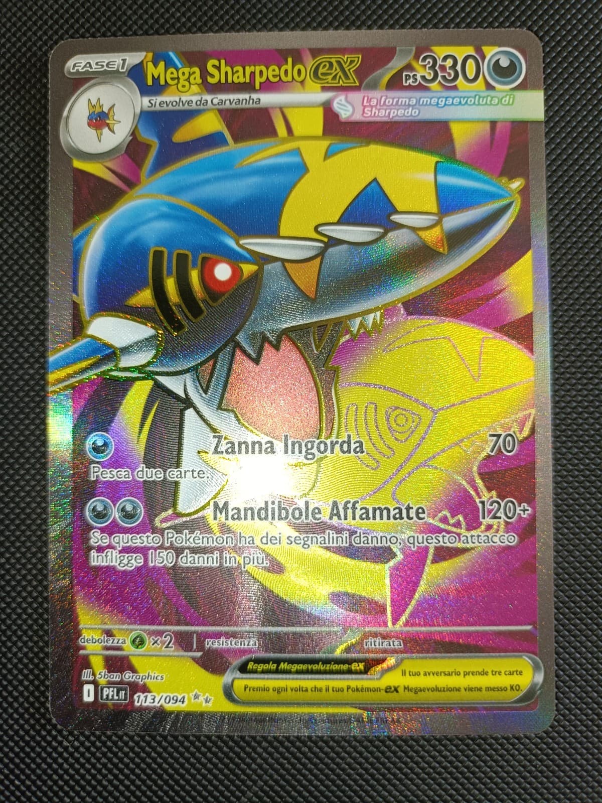 Mega Sharpedo Ex - 113/094 - Fiamme Spettrali PFL - Carta Pokemon - IT 2A4