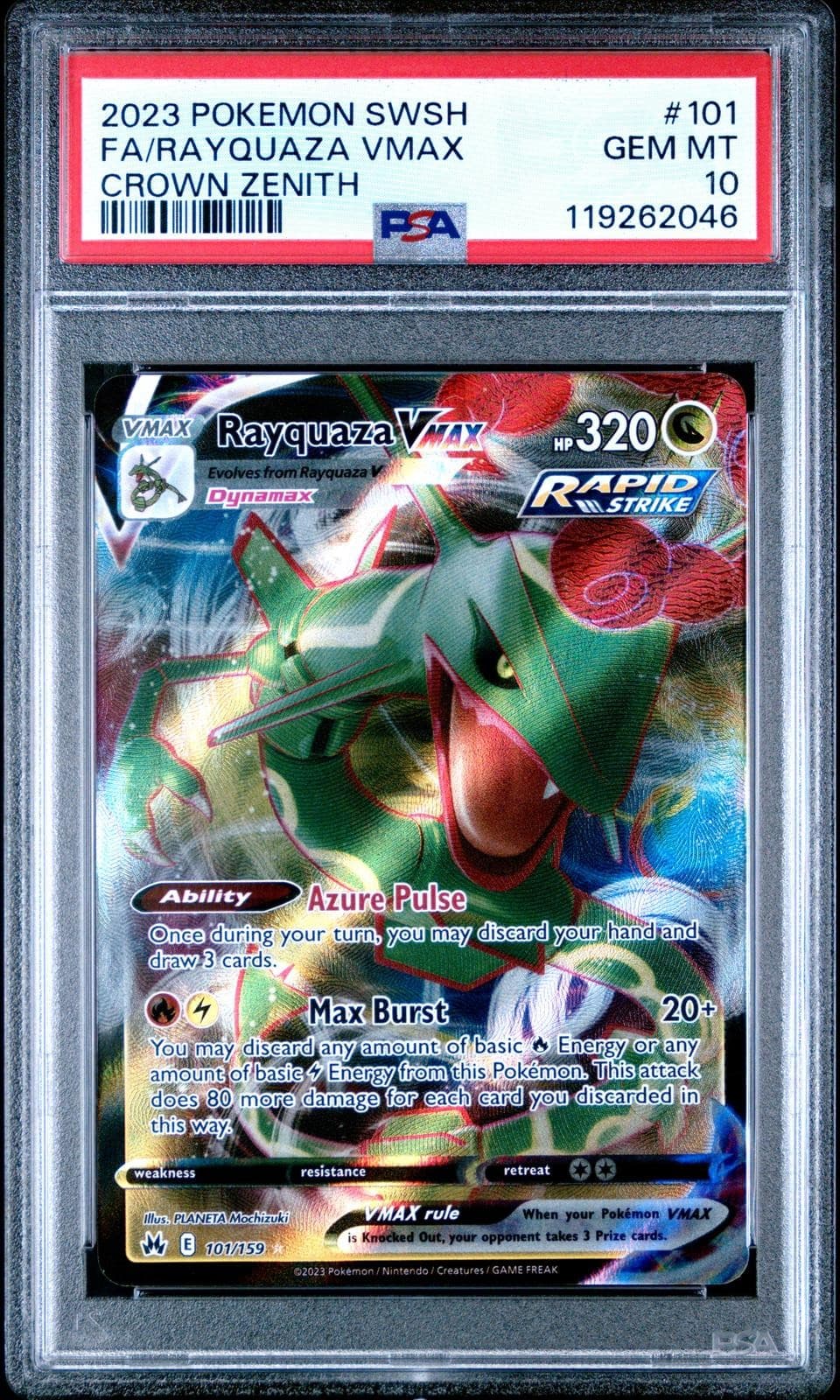 Rayquaza VMAX PSA 10 2023 Pokemon Swsh Crown Zenith #101