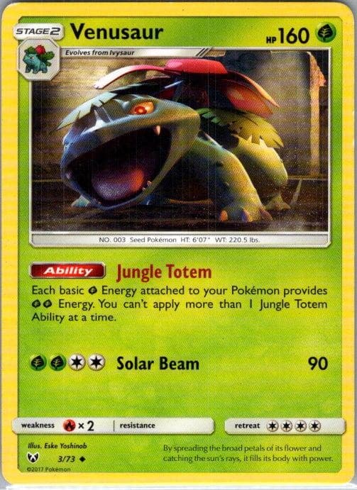 Venusaur 3/73 Uncommon Shining Legends Pokemon HP