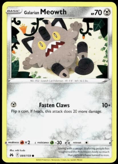 Pokemon - Galarian Meowth 084/159 - Crown Zenith - NM/M