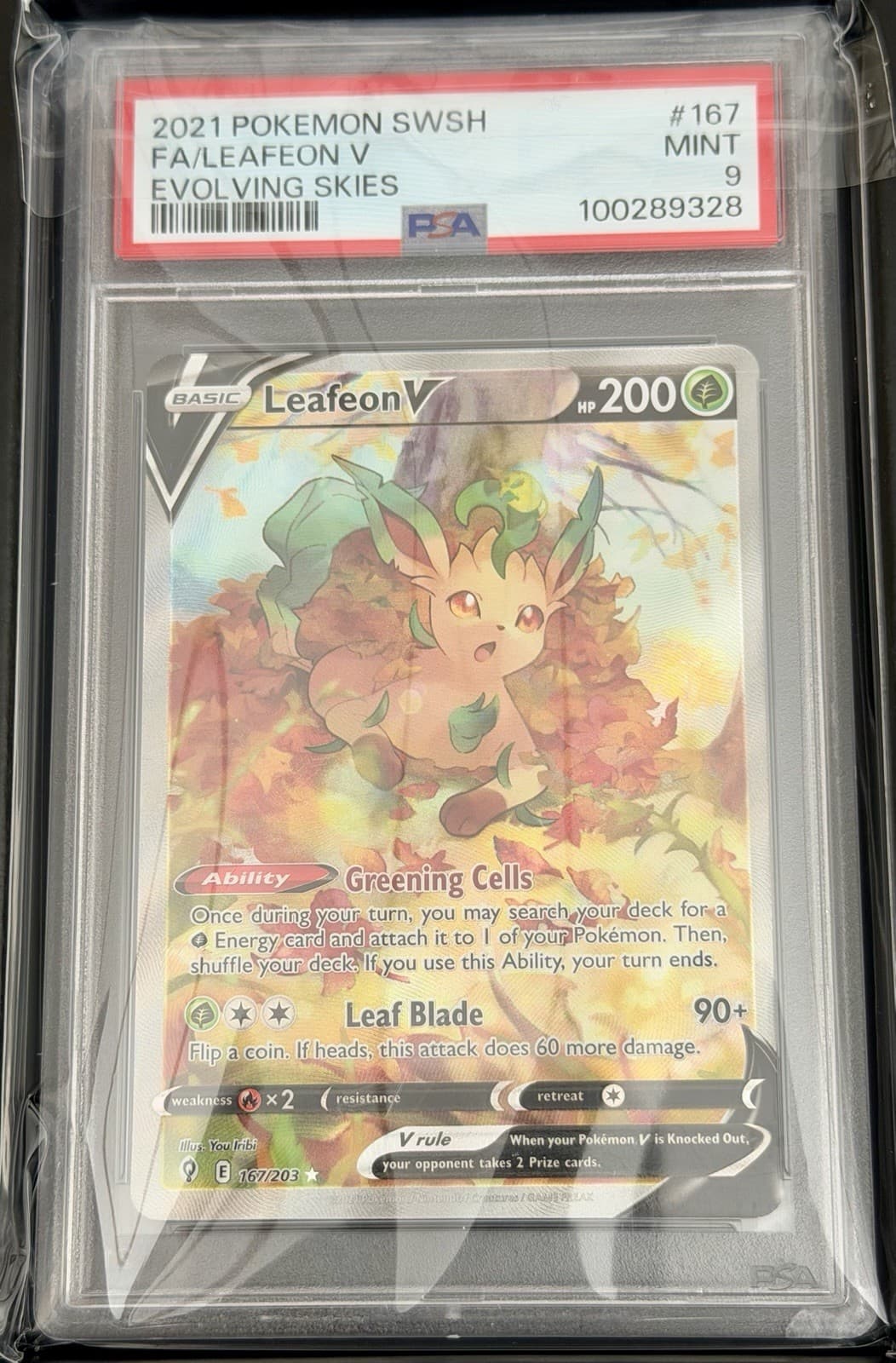 The Pokemon Company Leafeon V 167/203 Evolving Skies Alt Full Art Holo PSA 9