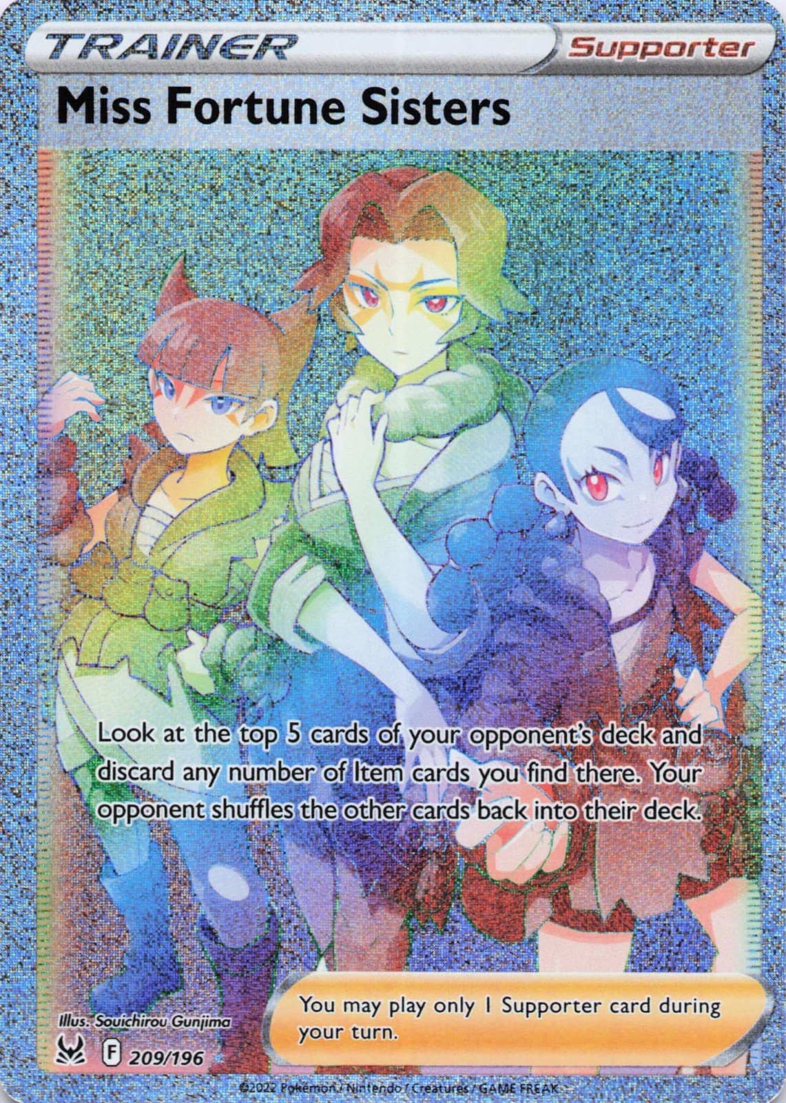 Miss Fortune Sisters 209/196 - Pokémon TCG Lost Origin Secret Rainbow Rare NM