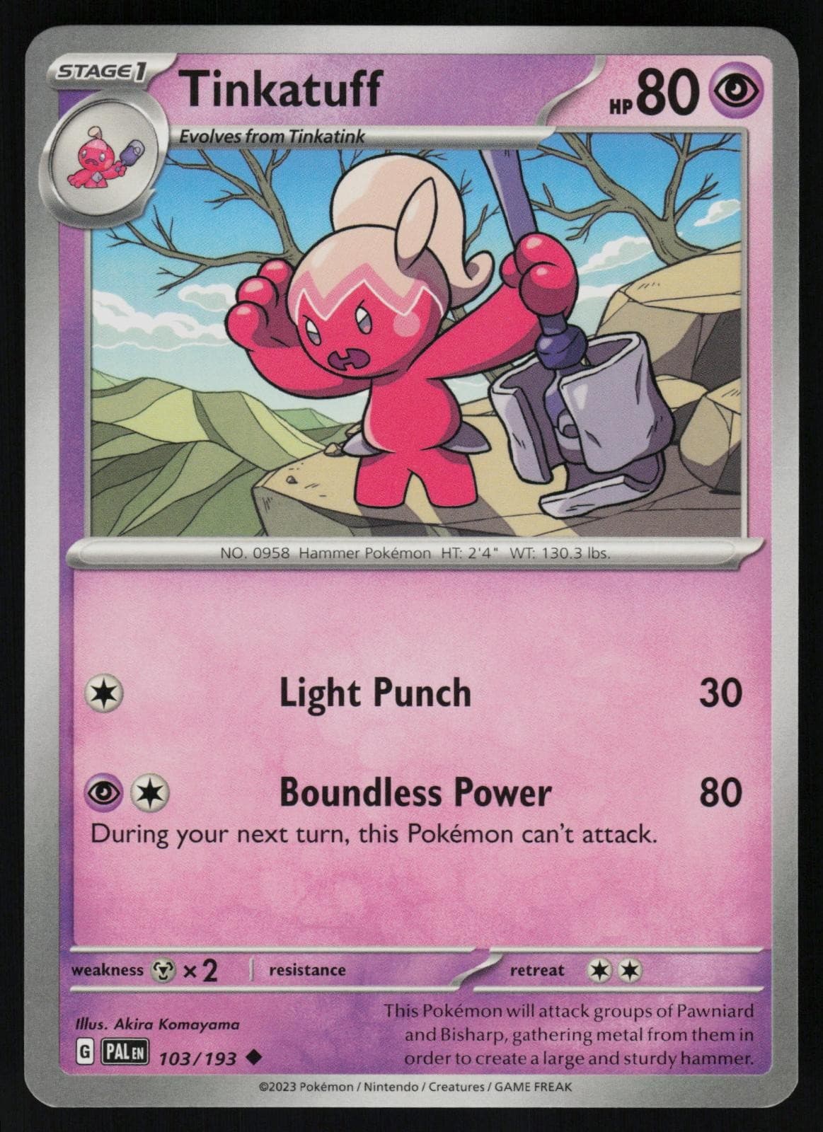 Tinkatuff 103/193 Uncommon - Pokemon Paldea Evolved