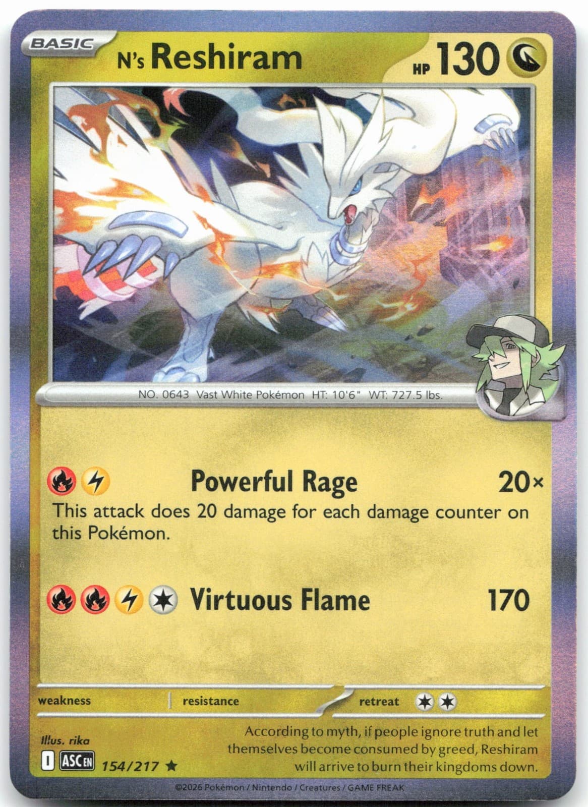 N's Reshiram Pokemon ME: Ascended Heroes 154/217 NM