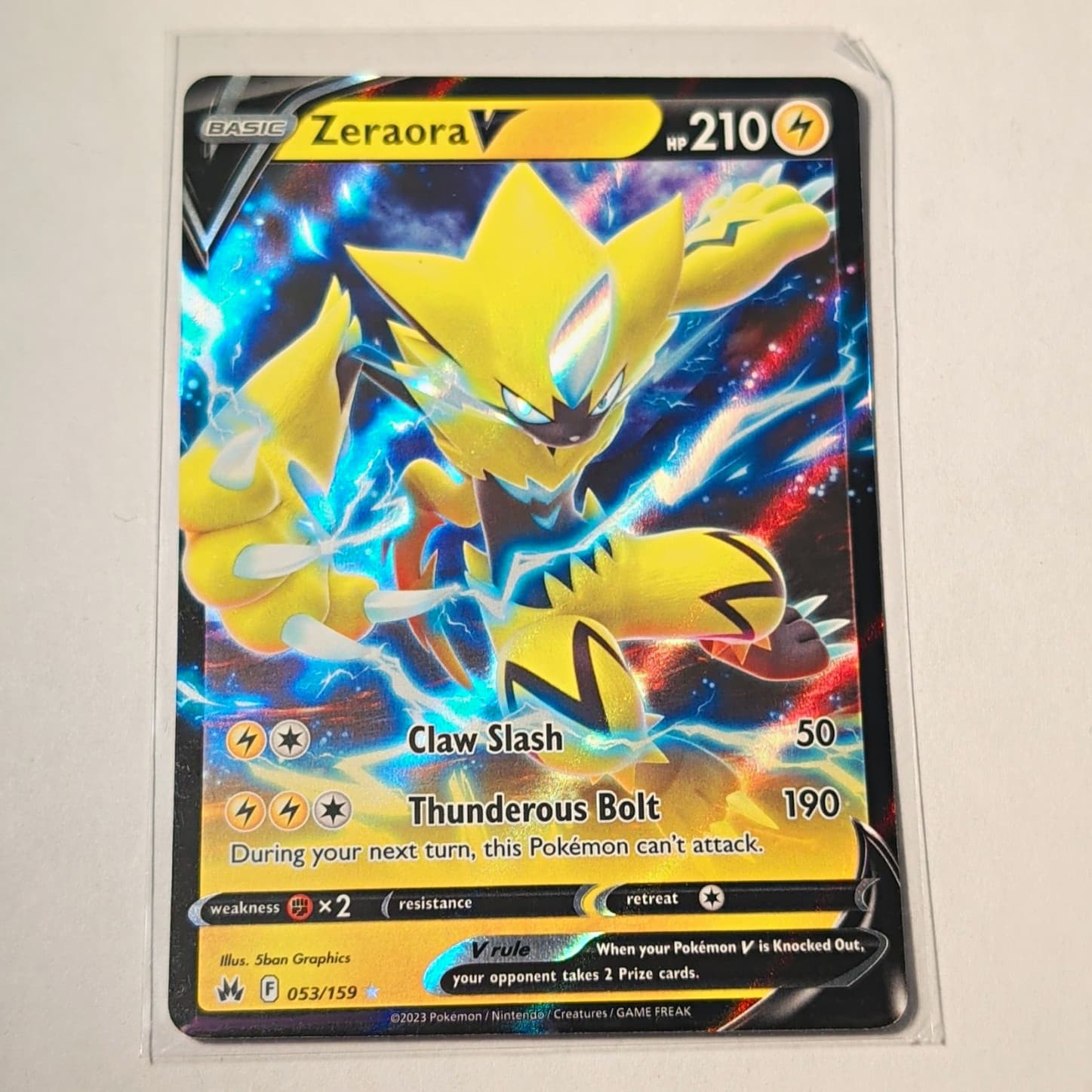 Zeraora V 053/159 Holo Ultra Rare EN SWSH Crown Zenith 210 HP