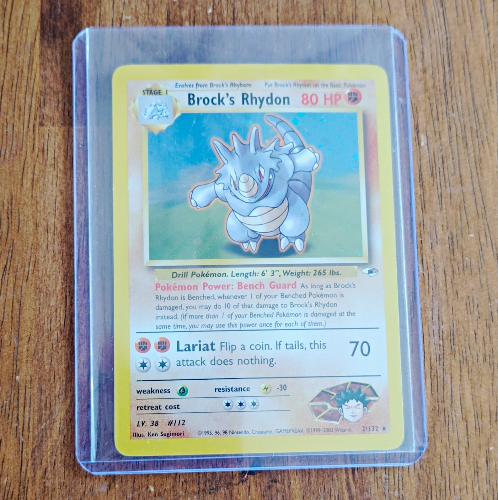 Brock's Rhydon Gym Heroes 2/132* Holo Rare 80 HP English 2000 Sugimori 