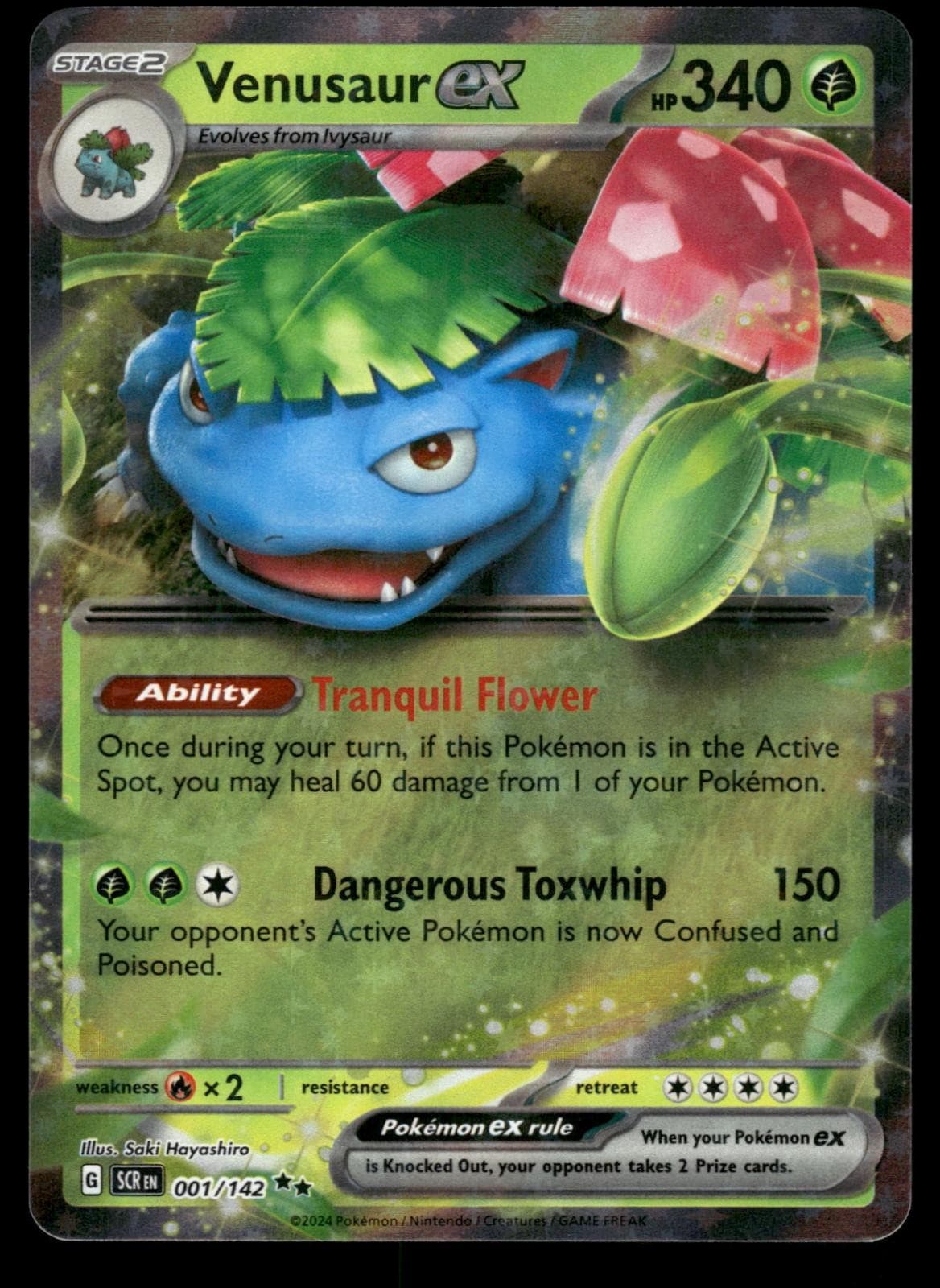 POKEMON VENUSAUR EX STELLAR CROWN 1/142 HOLO DOUBLE RARE LP