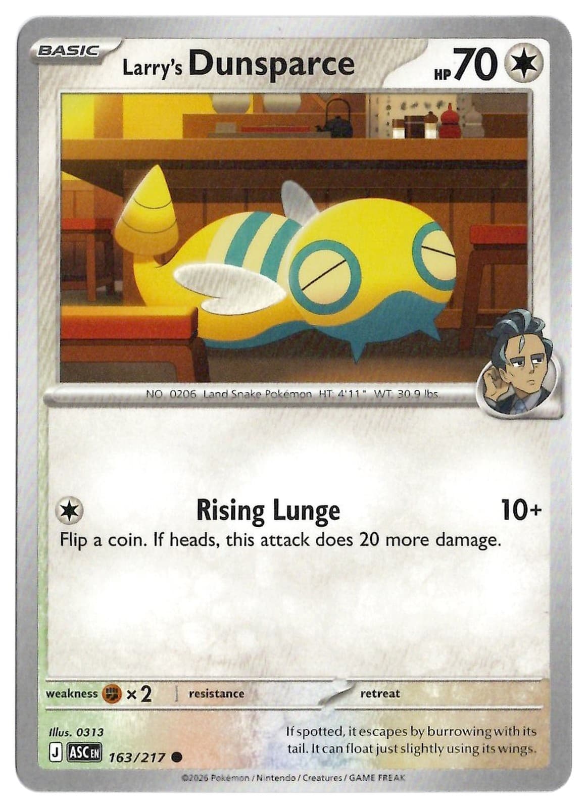 Larry's Dunsparce 163/217 Ascended Heroes Common Pokemon Card NM