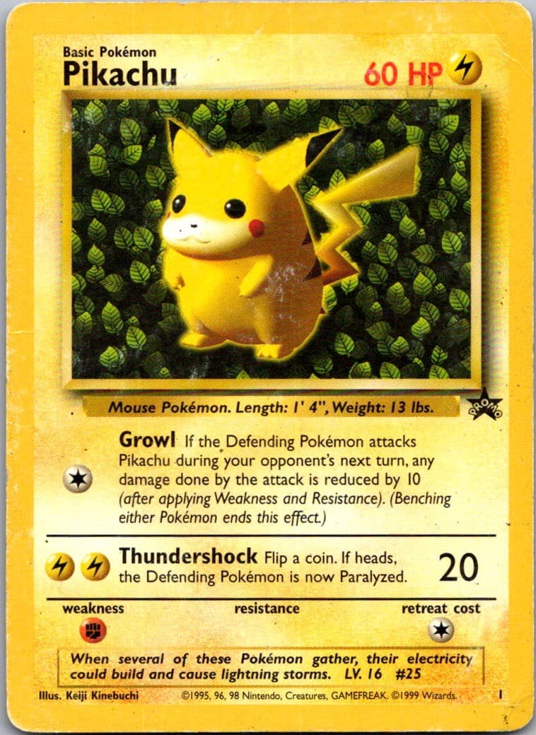 Pikachu 1 Promo Wizards Black Star Promos Pokemon Heavily Played