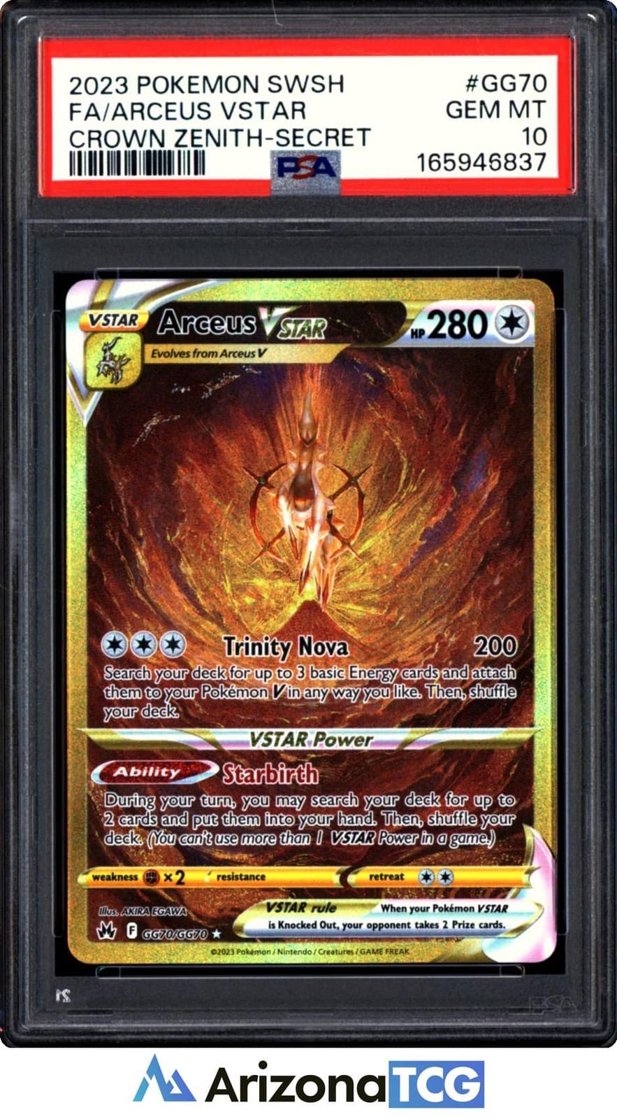 Pokemon 2023 Arceus VSTAR GG70/GG70 Full Art SR Crown Zenith GEM MINT PSA 10