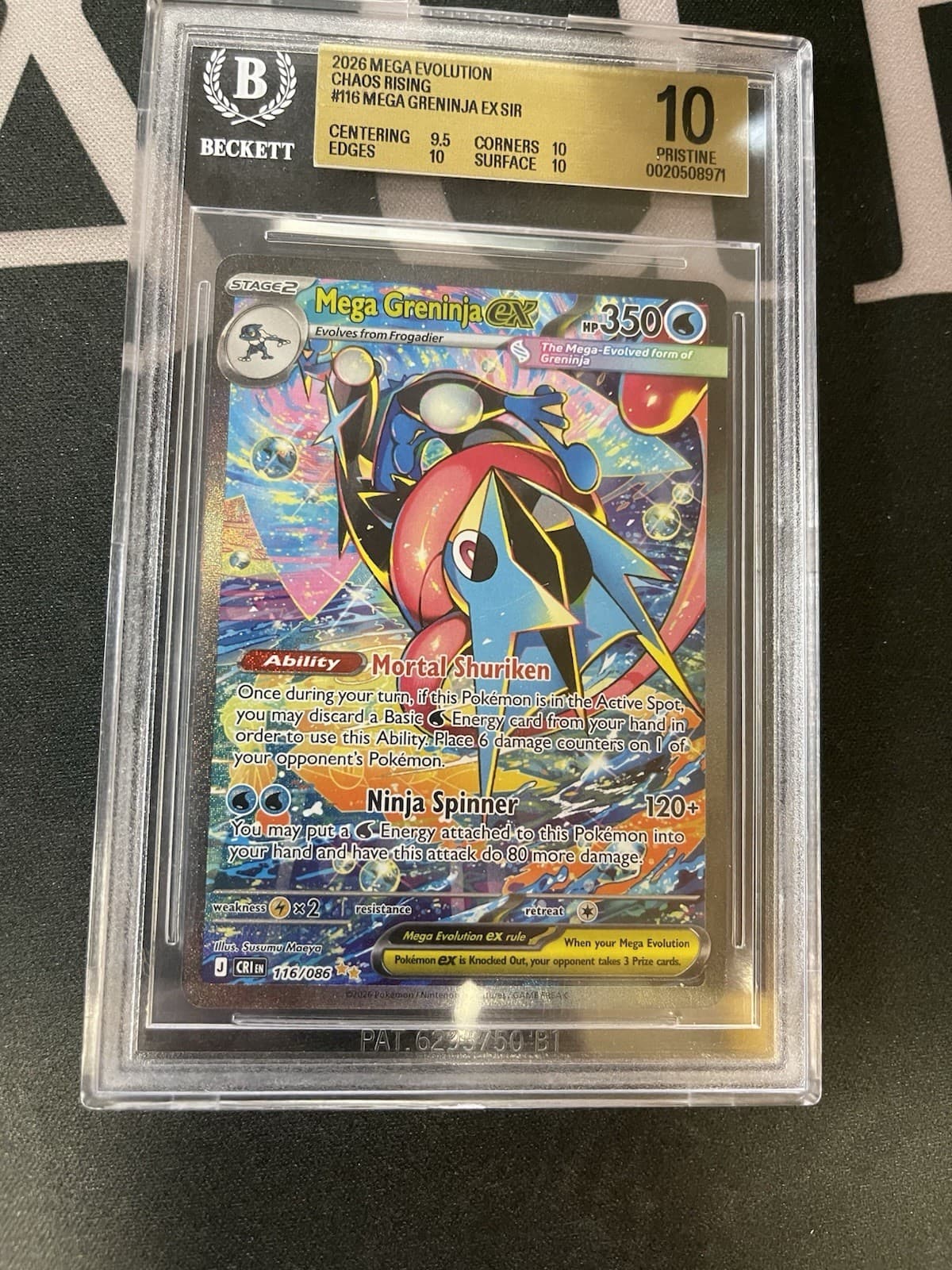 Mega Greninja Ex #116/086 - 2026 Pokemon ME Chaos Rising - BGS PRISTINE 10
