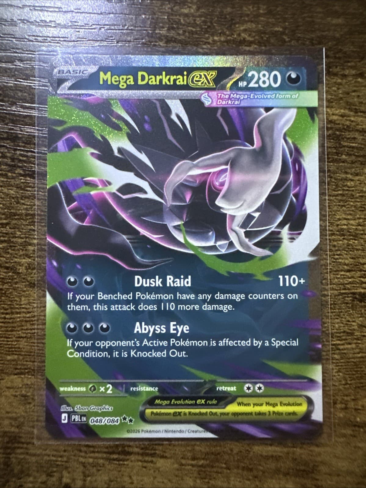 Mega Darkrai ex 048/084, Holo Double Rare, Pitch Black, Pokemon TCG, NM