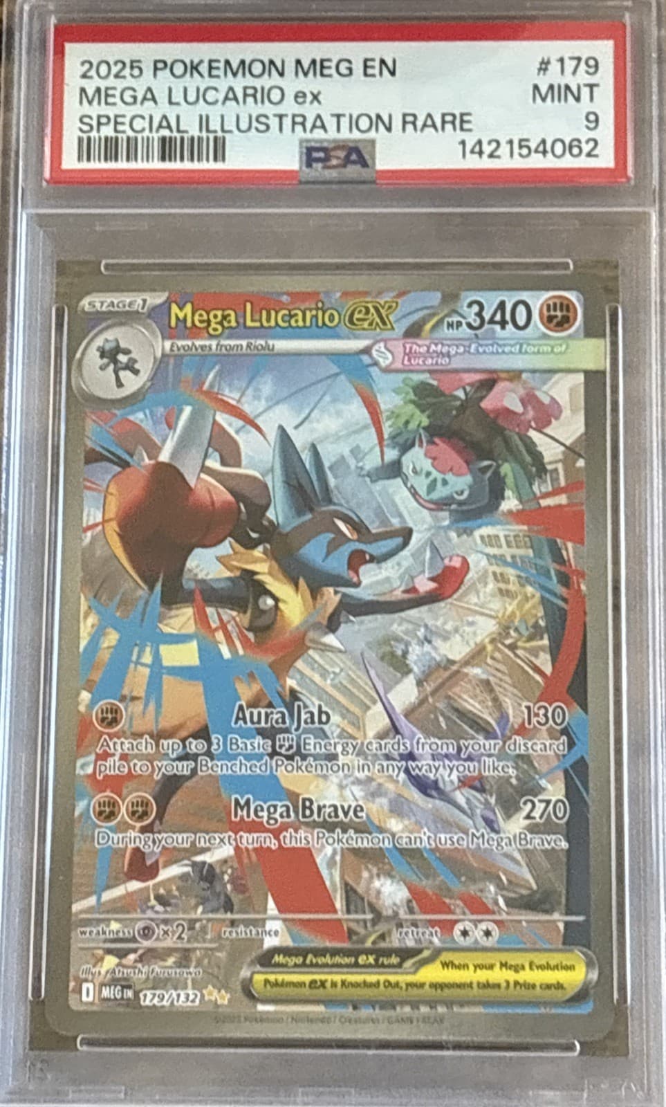 Pokémon TCG Mega Lucario ex #179/132 SIR Special Illustration Rare PSA 9 Mint